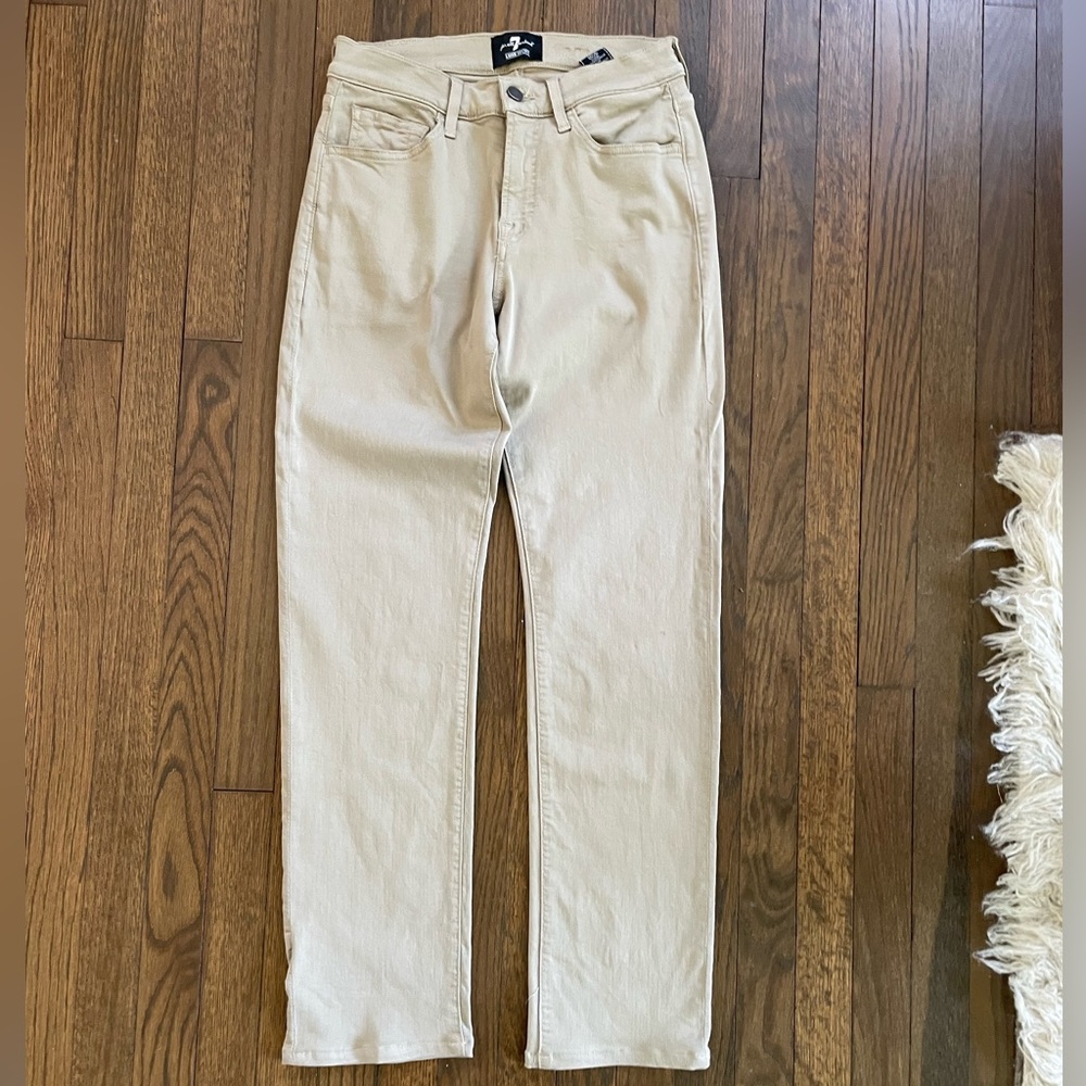 7 For All Mankind Slimmy Luxe Sport Stretch Slim-Fit Jeans Size 29 Light Khaki
